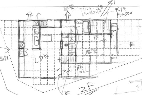『山並みの見える展望風呂のある家』２階
